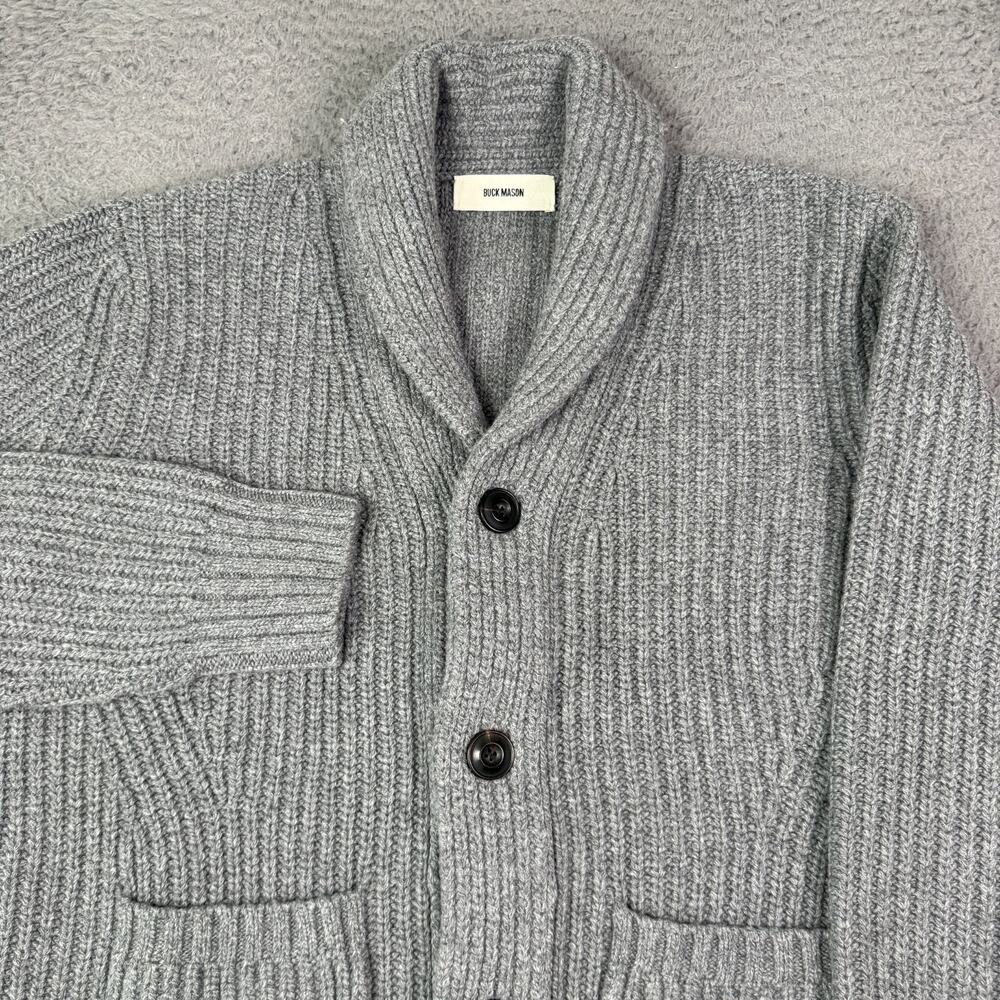 Buck Mason Herdsman Shawl Collar Cardigan Mens Large Gray Wool Cashmere Sweater